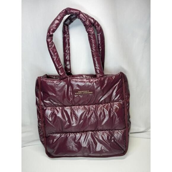Marc Jacobs Perfect Tote Bag Burgundy Puffer Quilted Nylon Shoulder - Picture 1 of 12